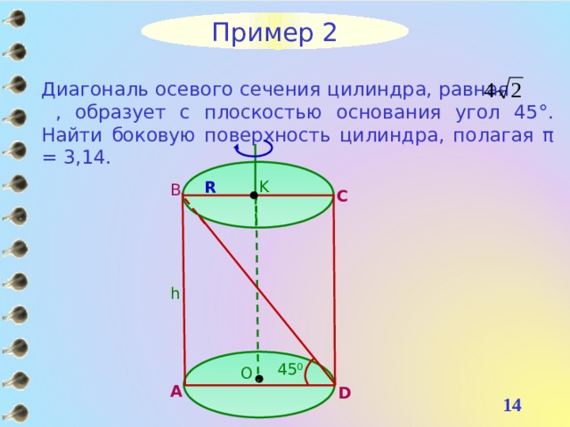 Осевое сечение диагональ которого 4 см. Диагональ осевого сечения. Диагональ осевого сечения цилиндра. Диагональ осевого сечения образует с плоскостью основания угол. Диагональ осевого сечения с плоскостью основания угол 45.