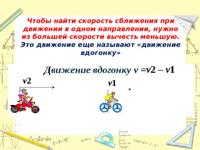 Рассмотри схемы в каких случаях произойдет встреча найди скорость сближения или скорость удаления