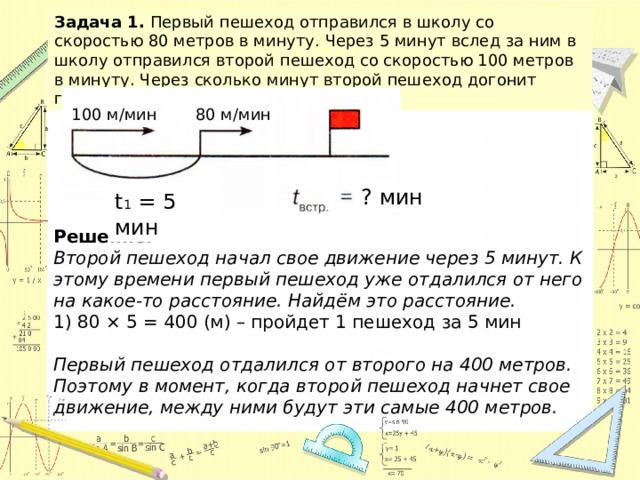 Рассмотрите рисунок 12 и ответьте на вопросы догонит ли второй пешеход находящийся в точке а