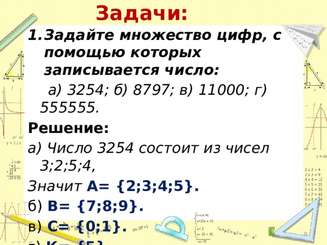 Задайте перечислением элементов множество чисел