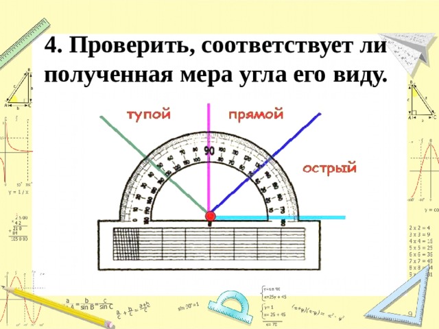 4. Проверить, соответствует ли полученная мера угла его виду.  