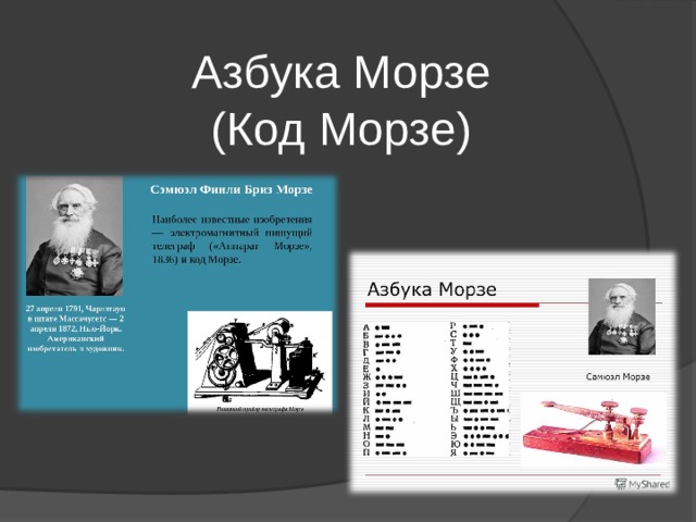   Азбука Морзе (Код Морзе)   