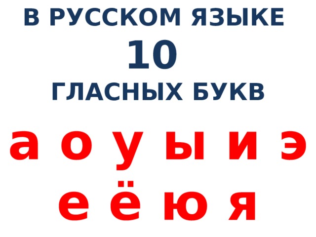 Гласные буквы в русском алфавите