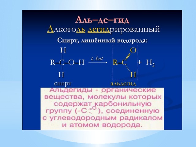 Презентация по химии 10 класс альдегиды