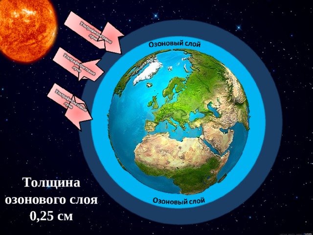 Толщина озонового слоя 0,25 см 9 