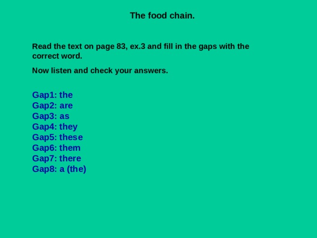 Презентация food chain 7 класс спотлайт