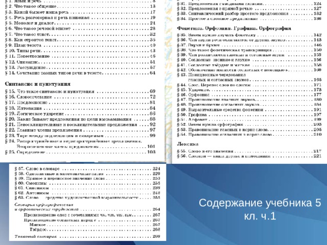 Содержание учебника 5 кл. ч.1 Содержание учебника 5 кл. ч.1 