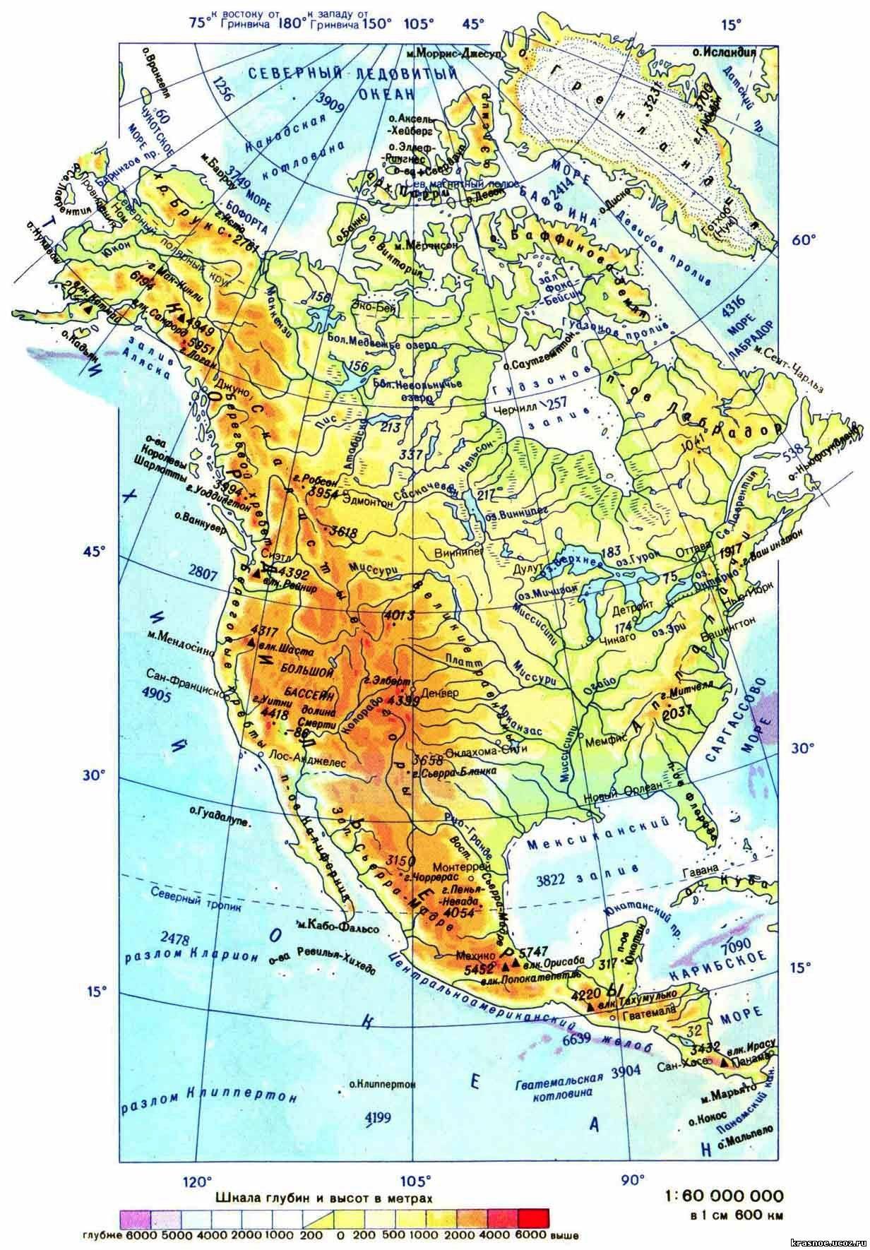 Кордильеры на карте северной америки физическая карта