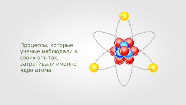 Процессы, которые ученые наблюдали в своих опытах, затрагивали именно ядро атома. 