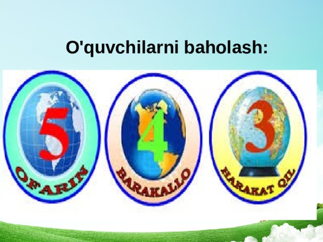 O'quvchilarni baholash: 