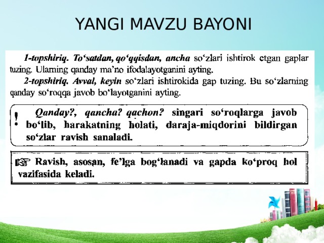 YANGI MAVZU BAYONI 