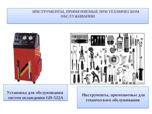 Оборудование применяемое при техническом обслуживании