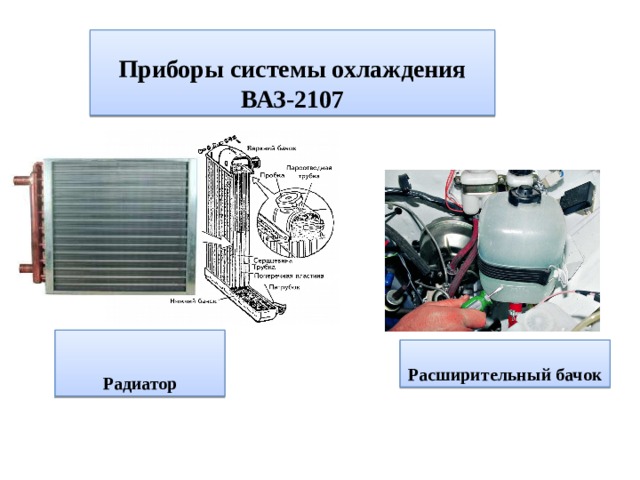  Приборы системы охлаждения ВАЗ-2107 Радиатор Расширительный бачок 