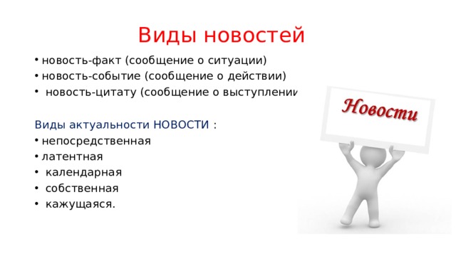 Виды новостей