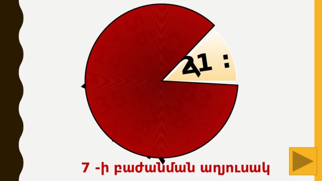 42 : 7 21 : 7 63 : 7 28 : 7 49 : 7 35 : 7 14 : 7 56 : 7  7 -ի բաժանման աղյուսակ 