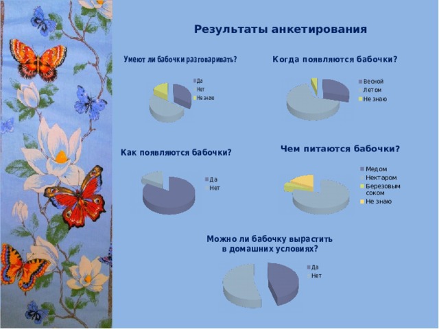  Что вы знаете о бабочках? Результаты анкетирования  