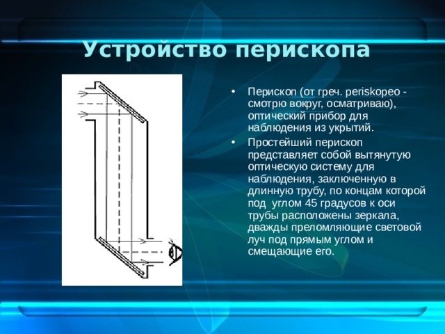 Устройство перископа схема