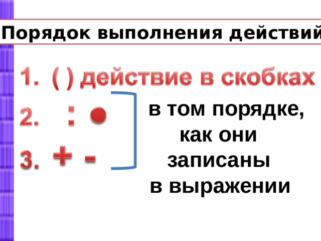 Правила о порядке выполнения действий 4 класс повторение презентация