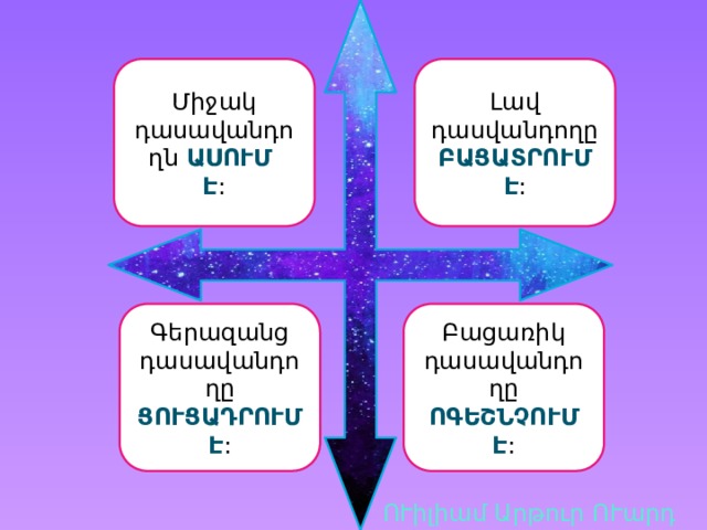 Միջակ դասավանդողն ասում Լավ դասվանդողը բացատրում է : է : Գերազանց դասավանդողը ցուցադրում է : Բացառիկ դասավանդողը ՈԳԵՇՆՉՈՒՄ  է : ՈՒիլիամ Արթուր ՈՒարդ 
