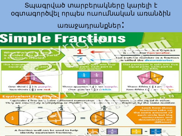 Տպագրված տարբերակները կարելի է օգտագործվել որպես ուսումնական առանձին առաջադրանքներ : 