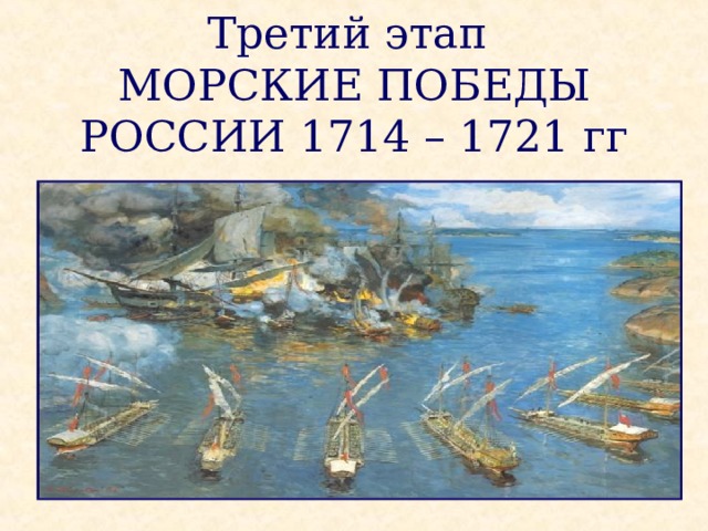 Третий этап  МОРСКИЕ ПОБЕДЫ РОССИИ 1714 – 1721 гг  