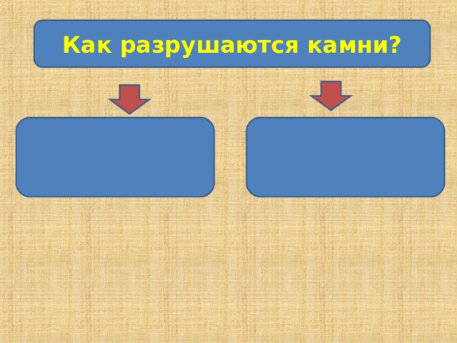 Как разрушаются камни? Температура, вода, воздух, растения, животные… Под влиянием человека 