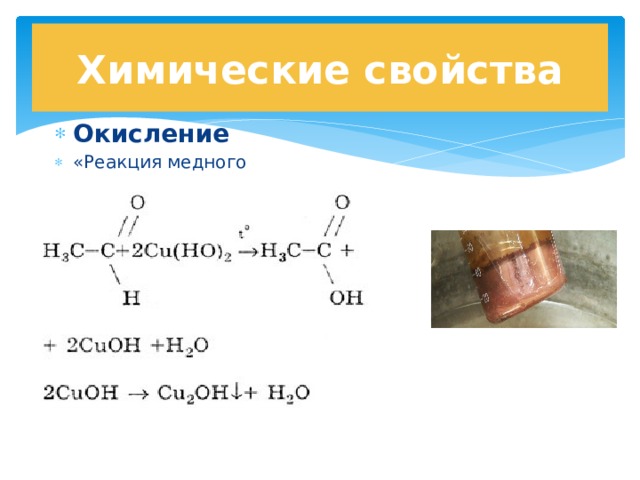 Химические реакции меди