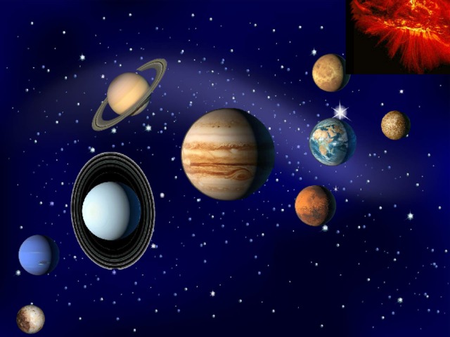 Сегодня мы побывали только на четырех планетах Солнечной системы. Всего же планет в нашей системе 9. Если мы будем удаляться от Солнца, то увидим планеты в таком порядке: Меркурий, Венера, Земля, Марс, Юпитер, Сатурн, Уран, Нептун, Плутон.  