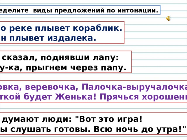 Виды предложений по интонации 3 класс презентация школа россии