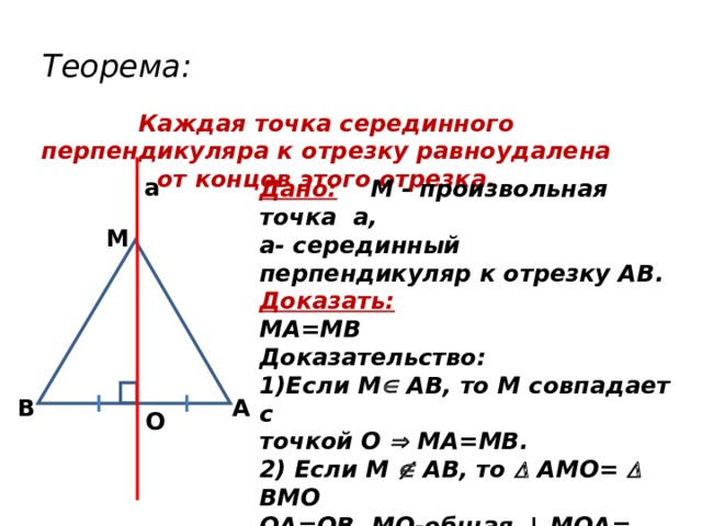 Свойства серединного перпендикуляра к отрезку 8. Доказательство серединного перпендикуляра к отрезку. Теорема о серединном перпендикуляре 8 класс. Серединный перпендикуляр в равнобедренном треугольнике. Серединный перпендикуляр треугольника 7 класс.