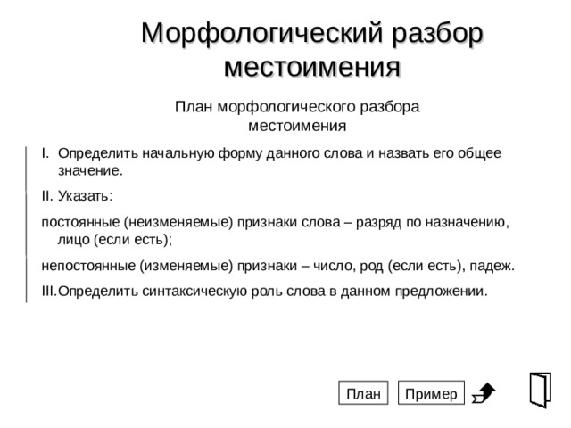 План морфологического разбора частицы 7 класс