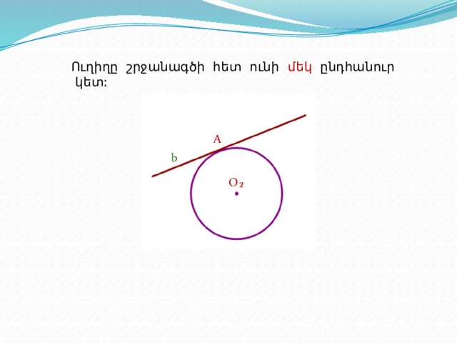 Ուղիղը շրջանագծի հետ ունի մեկ ընդհանուր կետ: 