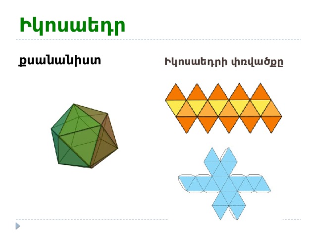 Իկոսաեդր քսանանիստ Իկոսաեդրի փռվածքը 