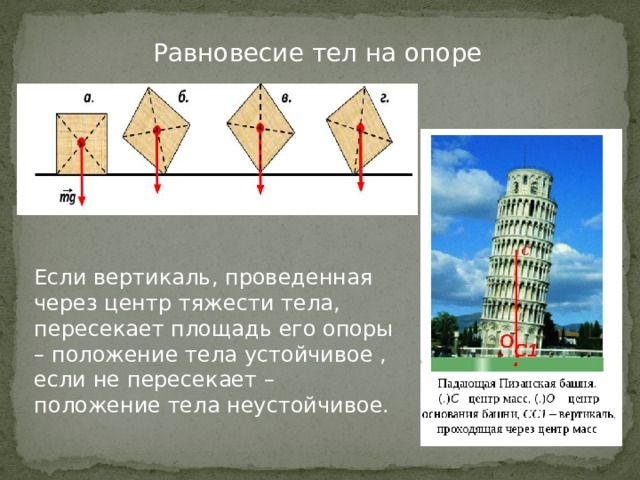 Равновесие центр тяжести