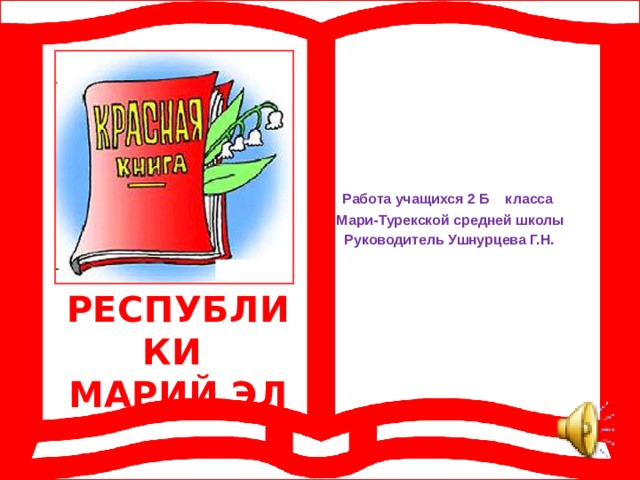   Работа учащихся 2 Б класса Мари-Турекской средней школы  Руководитель Ушнурцева Г.Н.  РЕСПУБЛИКИ МАРИЙ ЭЛ 