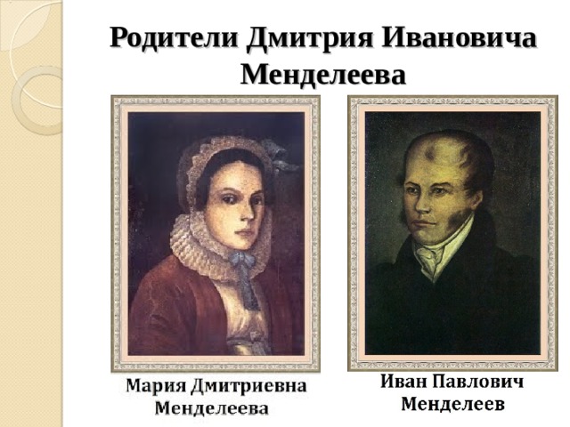 Родители Дмитрия Ивановича Менделеева 