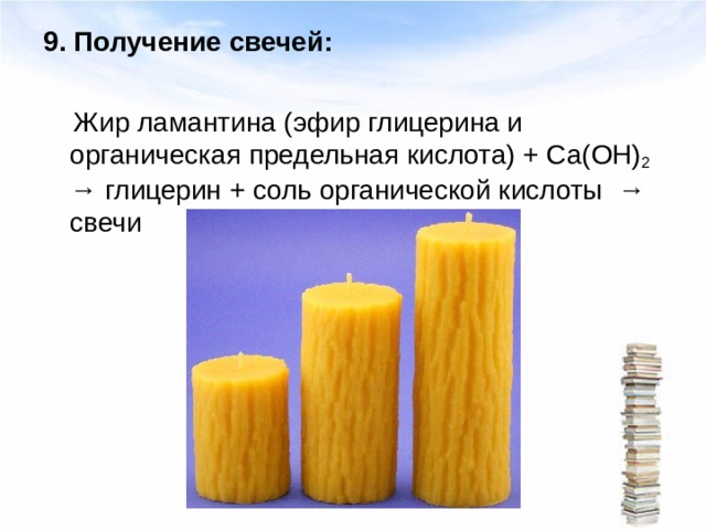 Как получить свечу. Жировые свечи. Свечи из жира. Эфиры глицерина и смоляных кислот. Свечи из животного жира.