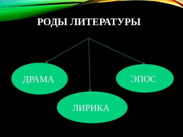 Роды литературы ДРАМА ЭПОС ЛИРИКА 