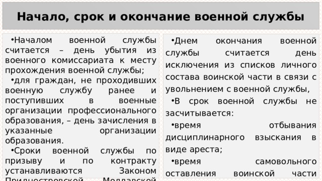 Днем окончания военной службы считается день