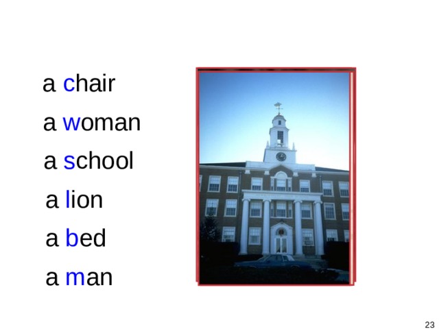 1-3 SINGULAR NOUNS + BE a c hair a w oman a s chool a l ion a b ed a m an   