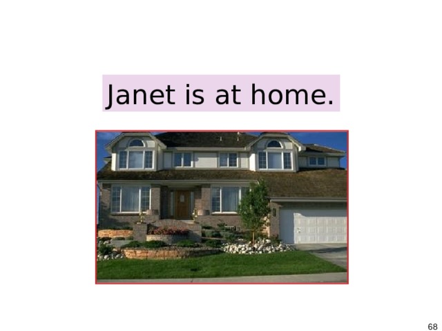 1-8 BE + A PLACE Janet is at home.   