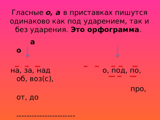 Одинаково написано. Гласные в приставках. Приставки с гласной а. Орфограмма гласные без ударения. Приставки пишутся только с гласной о.