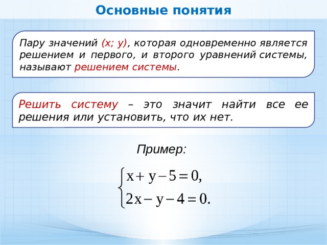 Понятие пар. Решить систему - значит найти. Системы уравнений основные понятия. Системы уравнений основные понятия 9 класс. Функции называют пару значений переменных решение уравнения.