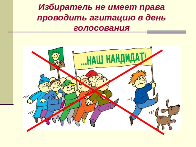 Избиратель не имеет права проводить агитацию в день голосования 
