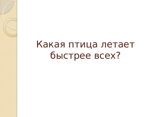 Какая птица летает быстрее всех?