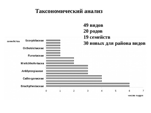 Таксономический анализ 49 видов 20 родов 19 семейств 30 новых для района видов 