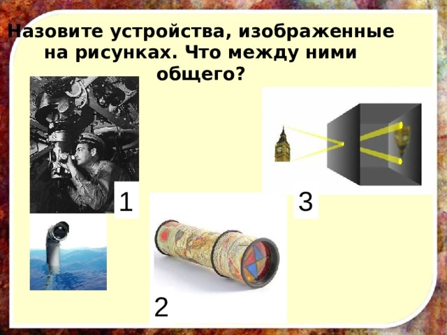 Назовите устройства, изображенные на рисунках. Что между ними общего? 1 3 2 