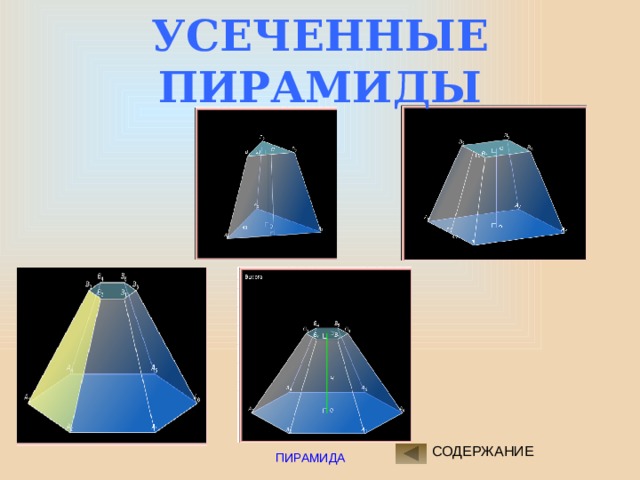 ПРАВИЛЬНАЯ ПИРАМИДА  Пирамида называется правильной , если её основание – правильный многоугольник, а отрезок , соединяющий вершину с центром основания, является её высотой.  Все боковые рёбра правильной пирамиды равны, а грани являются равными равнобедренными треугольниками.  Высота боковой грани правильной пирамиды называется апофемой. Все апофемы правильной пирамиды равны друг другу. O F 