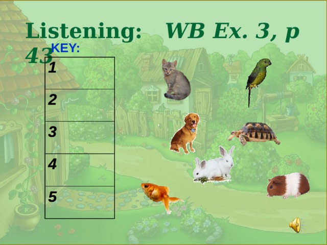 .  Listening:  WB Ex. 3, p 43 KEY: 1 1 2 2 3 3 4 4 5 5 