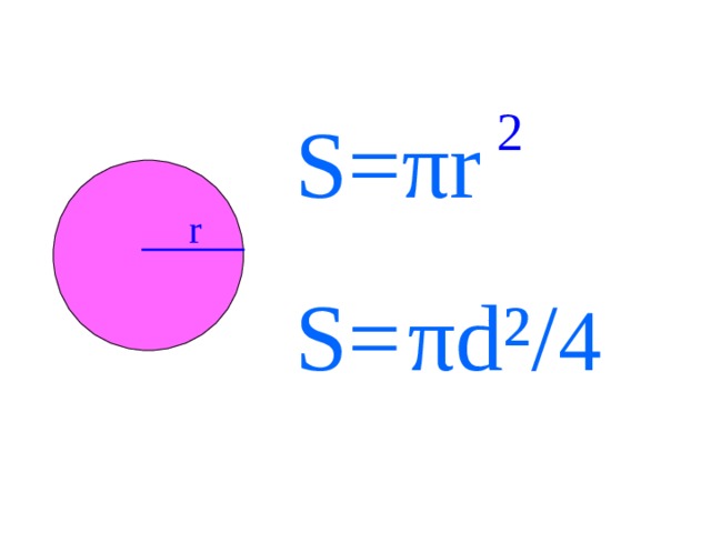 Площадь круга равна 90 см2. (Π∙D^2)/4. S = Π*d²/4. S=πd2/4. Формула π/d.